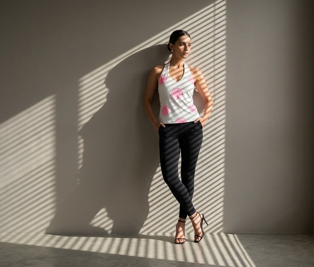 PINK MANDALA HALTER TOP