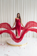 THE RUBY RADIANCE RUCHED KNEE- LENGTH DRESS