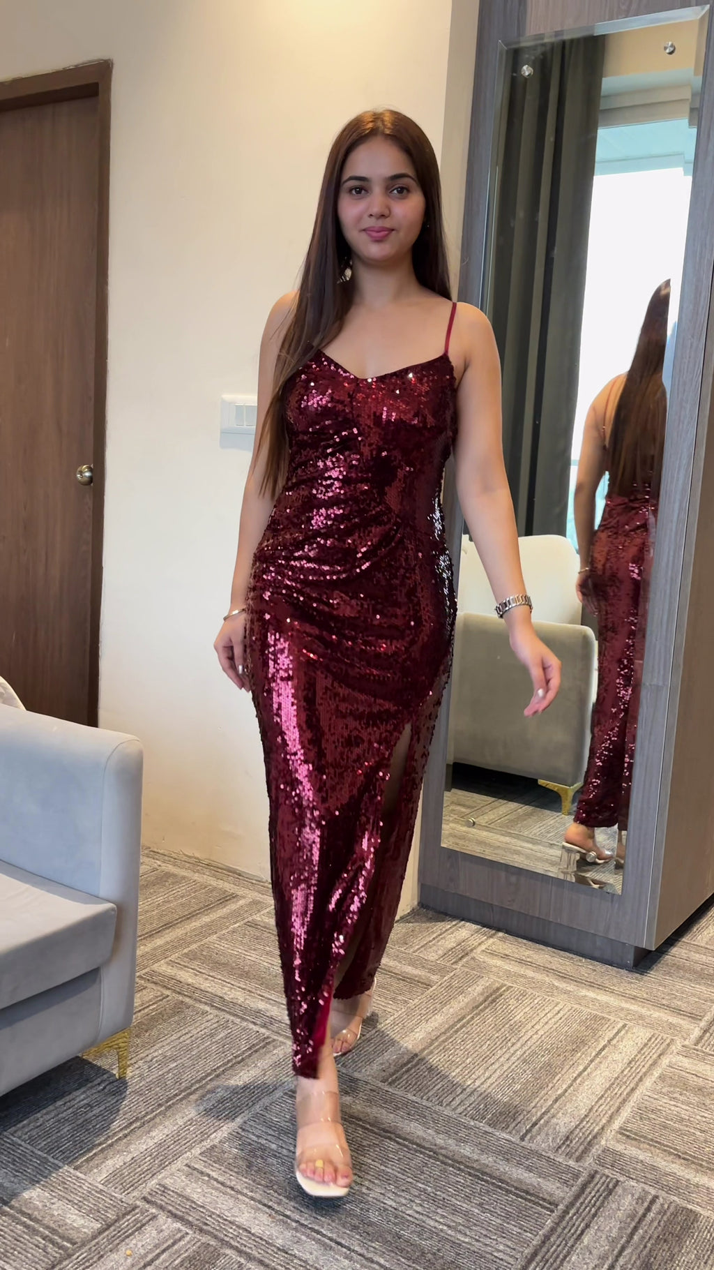 RUBY RADIANCE SEQUIN DRESS