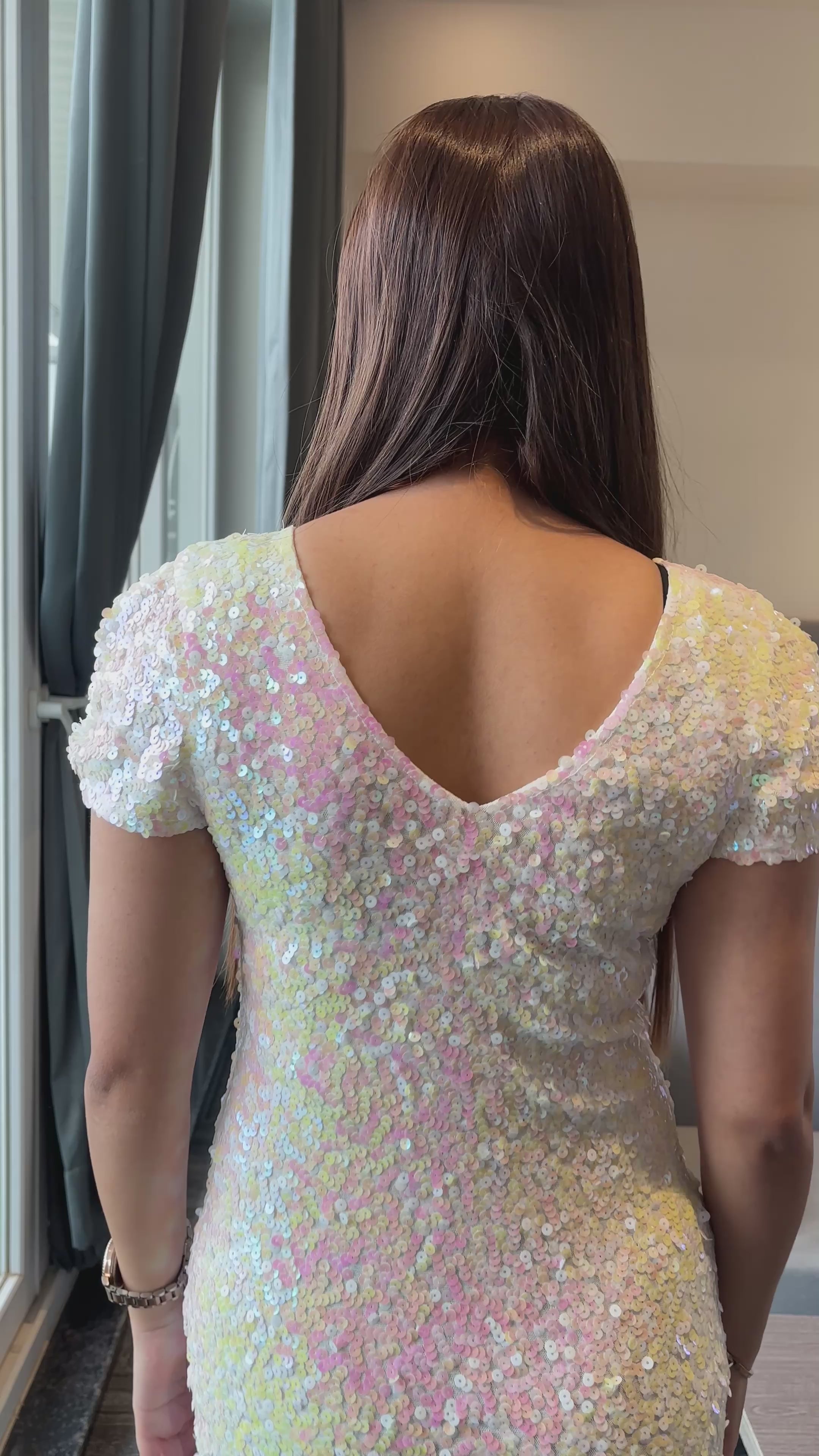 IRIDESCENT GLAMOUR SEQUIN MINI DRESS